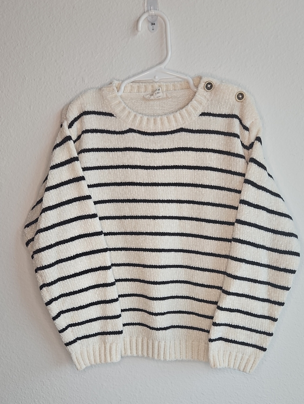 Jessica Simpson Cream Crewneck Sweater w/ Black Stripes Girls 5/6 Warm Fall